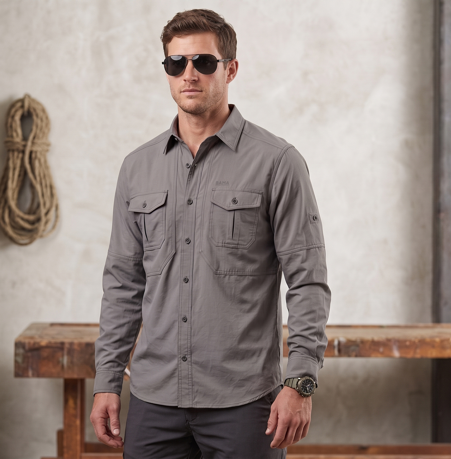 Camisa aventura terra gris